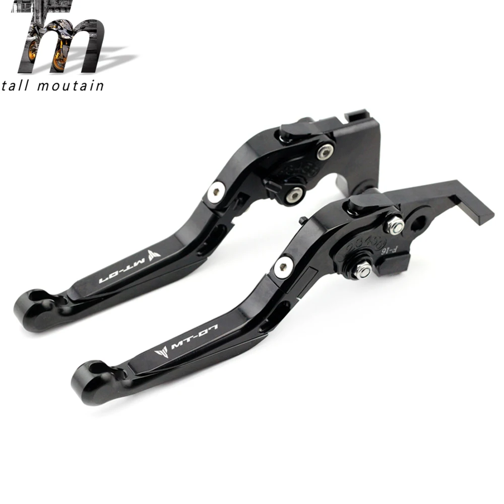 Brake Clutch Lever For YAMAHA MT07 FZ07 FZ-07- 15 16 17 19 Black Motorcycle Adjustabale Folding Extendable logo MT-07