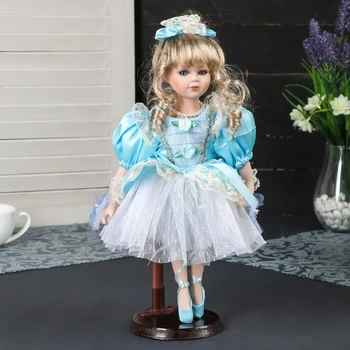 

Doll collection ceramics "Ballerina-Malvina in a blue dress" 35 cm 3624545