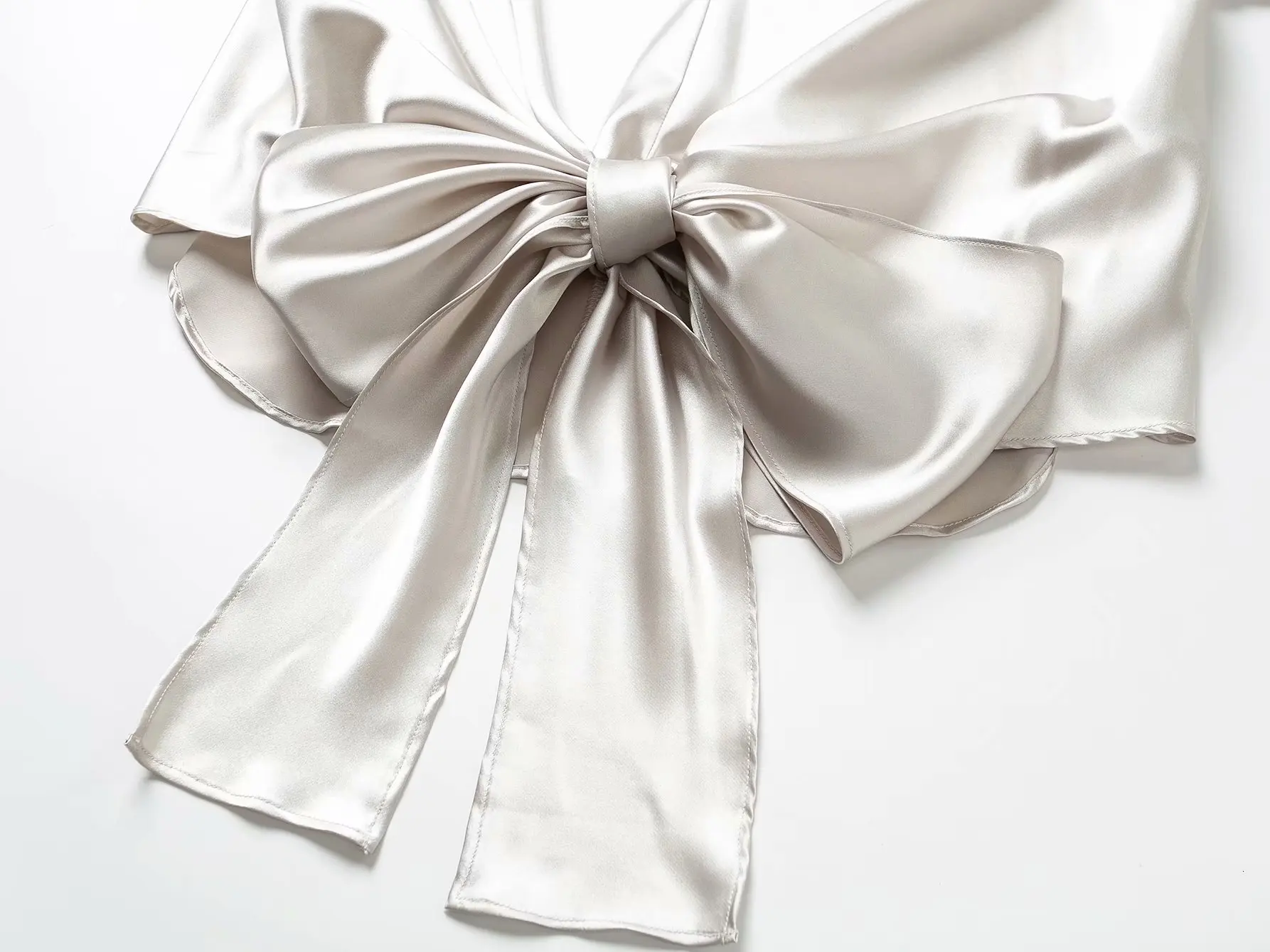 Серебряные шелковые рубашки с галстуком-бабочкой топы и блузки женские рубашки с длинным рукавом женские топы