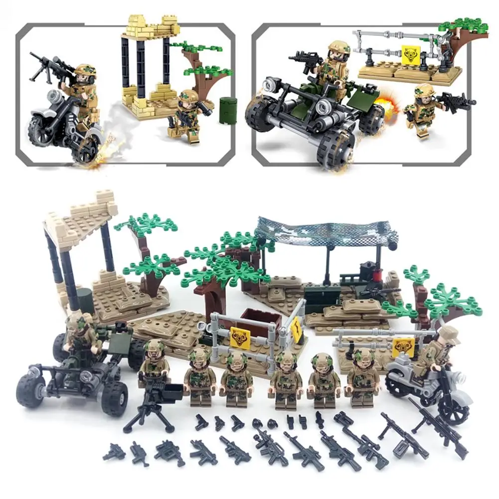 377pcs Military Doll Building Blocks Wolf Teeth Field Team Educational Puzzles Military Doll Children Christmas Birthday Gift