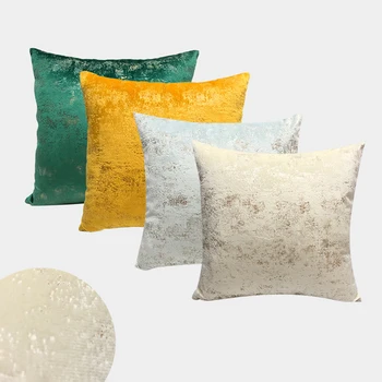 

Decorative Pillows Case Bronzing Blue Yellow Green White Christmas Luxury Couch Bed Sofa Velvet Cushion Cover 45*45 Home Decor