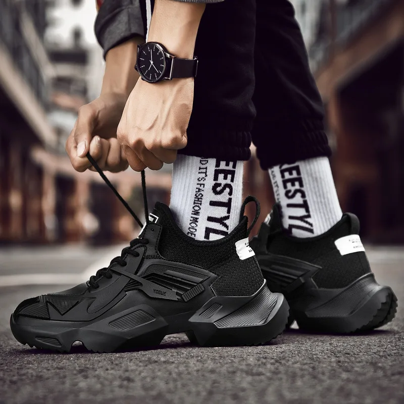 QWEDF/новинка года; модные мужские кроссовки; верхняя дышащая обувь на массивном каблуке; нескользящая вулканизированная обувь; zapatillas hombre; цвет черный, белый; X3-02
