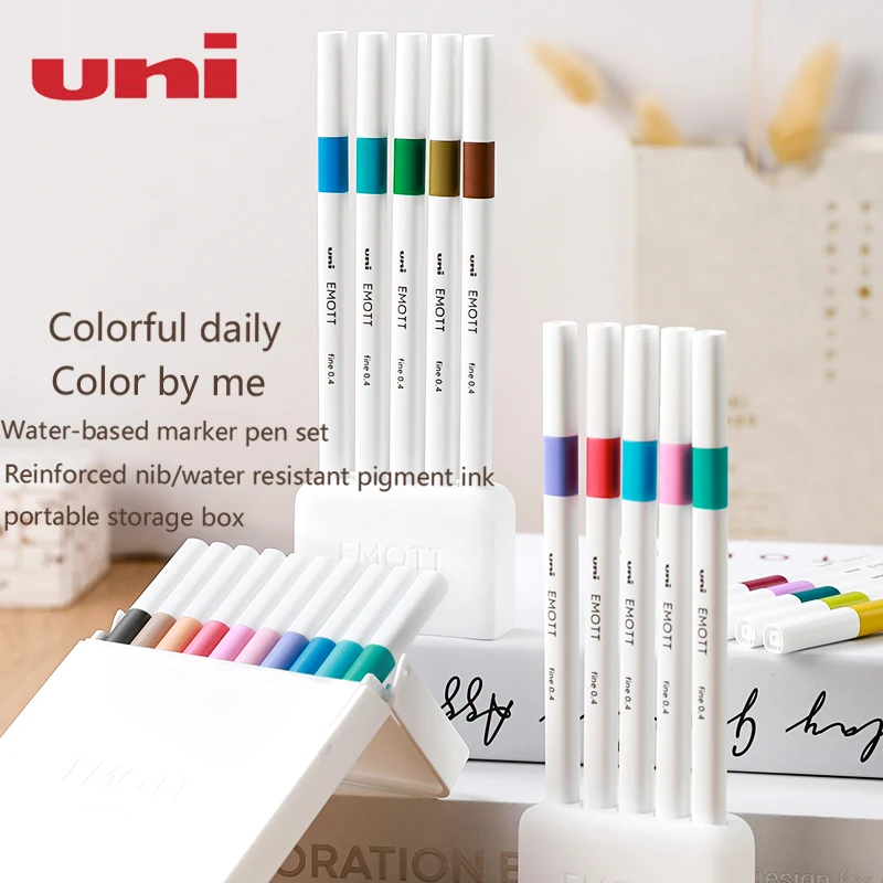 Japan UNI EMOTT Fiber Hook Line Note Pen Set Everfine0.4 Watercolor Pen Hand Account Marker 40 Colors Optional my account