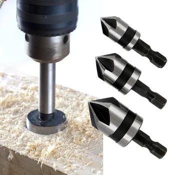 

NICEYARD Carbon Steel 5 Flute Chamfering Cutter 90° Point Angle Chamfer Hex Shank Countersink Drill Bit For Power Tool 3PCS