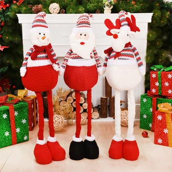 

Christmas Retactable Santa Claus Dolls Xmas Snowman Toys Long Leg Big Size Xmas Figurines Natale Decorazioni Adornos Navidad