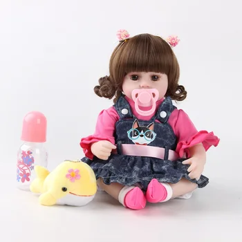

42CM Reborn Baby Dolls Cloth Cotton Body Stuffed Realistic Baby Soft Baby Reborn Dolls Toys For Girls Brown Eyes