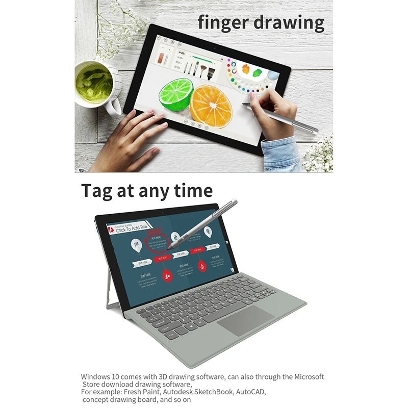 Планшет Ezpad Go 2 в 1, 11,6 дюймов, Windows 10 Apollo Lake N3450, четырехъядерный процессор, 4 Гб, 128 ГБ, МП, фронтальная камера, Tabet Pc