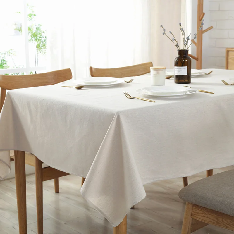 Nordic simple solid color cotton linen table cloth home hotel wedding rectangular decorative tablecloth coffee table cloth
