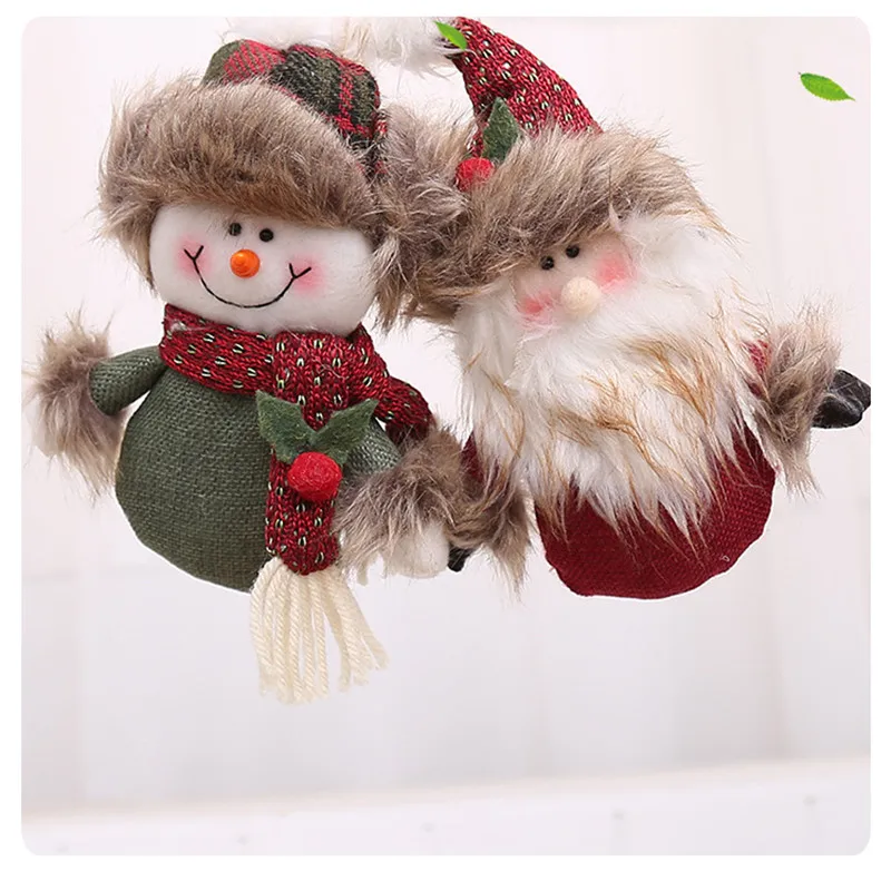 Two Patterns Hot Selling Cute Santa Claus Snowman Shaped Doll ChristmasFestival Gift Doll Christmas Tree Hanging Ornament