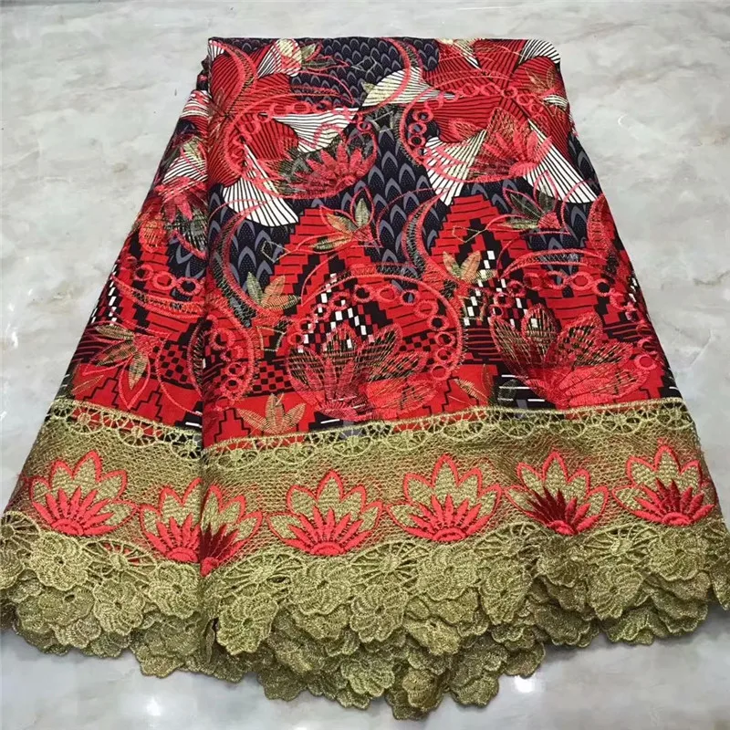 Высокое качество Новое поступление Анкара хлопковые восковые кружева восковая ткань африканская вышивка голландский воск с кружевной тканью WD111721