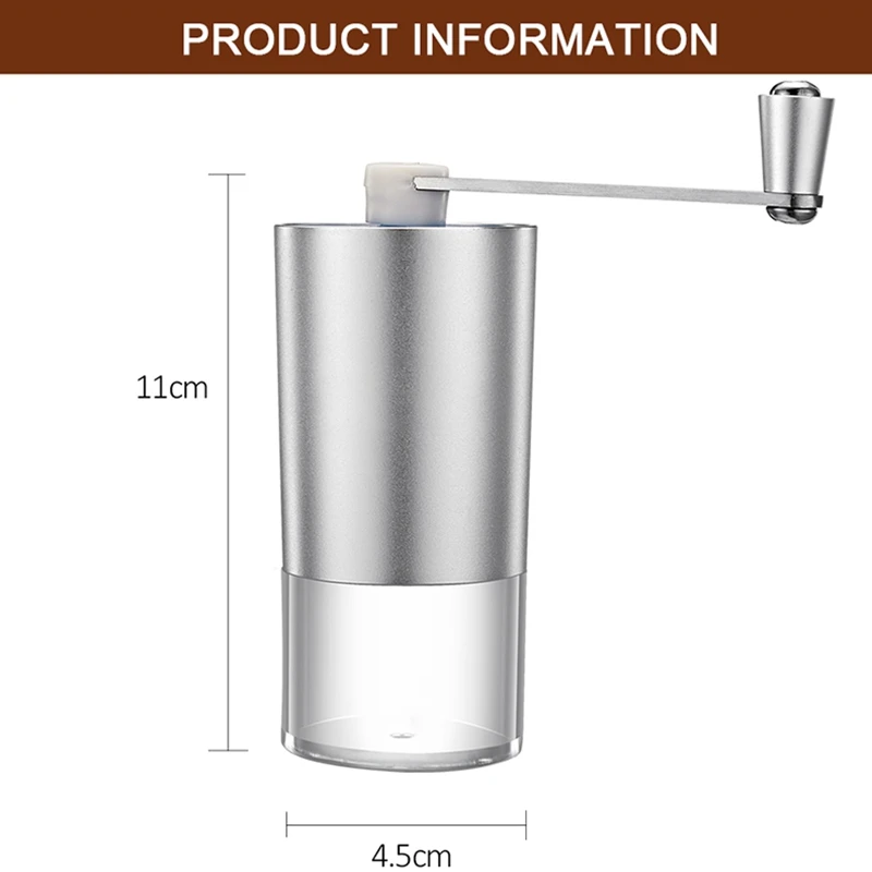 Мини ручная кофемолка с прозрачным корпусом, регулируемая керамическая жернова, кофейная мельница для домашнего офиса, путешествий
