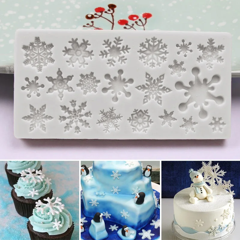 2-Piece Snowflake Silicone Mold Set For Chocolate, Candy, Fondant - Food Grade, Pink, For Baking & DIY Crafts - View #2