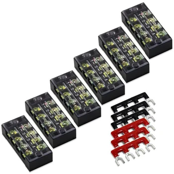 

Hot 6Pcs4P Terminal Block, 6Pcs4P Shorting Bar, TB2504 Flame Retardant Copper Terminal Short-Circuit Terminal