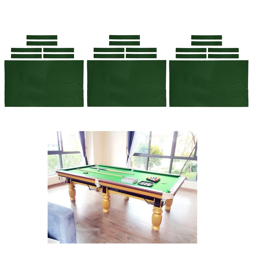 

3pcs Wool Billiard Pool Table Cloth 9ft Pool Table Felt Accessories Green 9ft