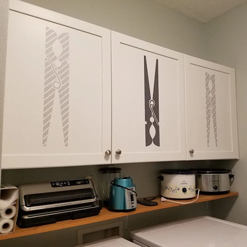 Large Clothespins Laundry Room Wall Sticker Laundry Room Washroom Clothespins Wall Decal Kitchen Living Room Vinyl Decor  (2)