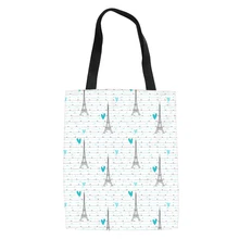 THIKIN Для женщин сумка для покупок с проектом "Париж Эйфелева башня печати Повседневное большая сумка из плотной ткани для девочек милые многоразовые мешки покупателя