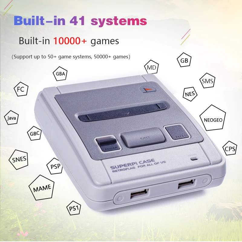 Retroflag ТВ игровых консолей SUPERPi CASE J с Recalbox Системы Raspberry Pi 3B чехол для телефона в