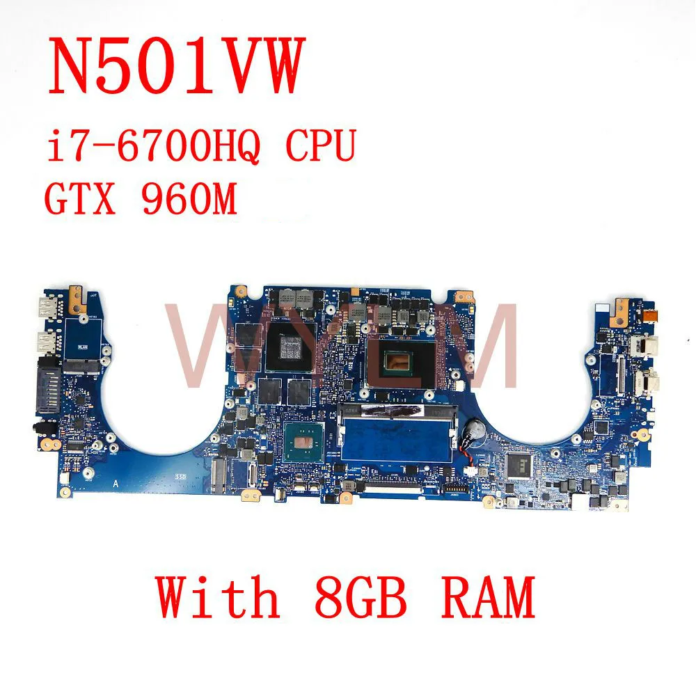 N501VW motherboard With 8GB RAM i7-6700HQ CPU GTX960M mainboard For ASUS N501V N501VW laptop mother
