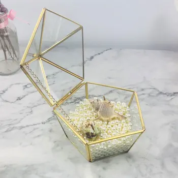 

Rustic Glass Wedding Ring Holder Box Pentagon Jewelry Box Ring Bearer Pillow Mini Nordic Bird Pattern Ceramic Jewelry Tray New