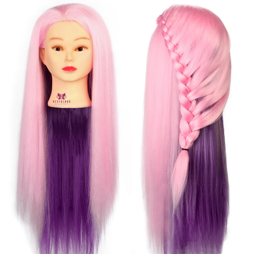 Обучение манекен голова красочные розовые волосы прически дизайн кукла модель парик Манекен головы+ коса Парикмахерская
