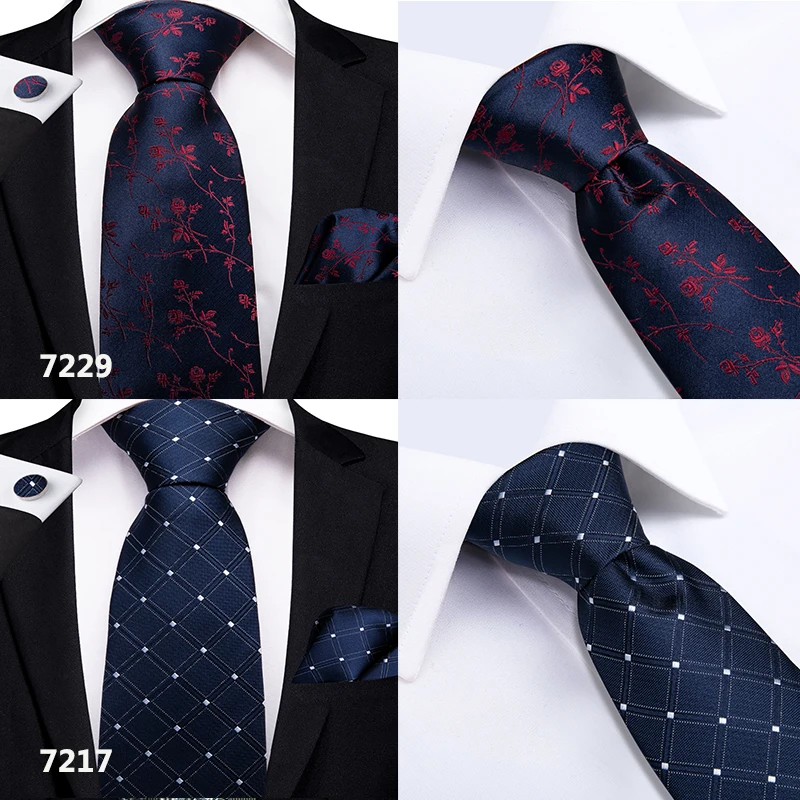 Дизайнерский Модный мужской галстук темно-синего цвета, однотонный высококачественный Шелковый Свадебный галстук с узором пейсли для мужчин, подарочный набор галстуков