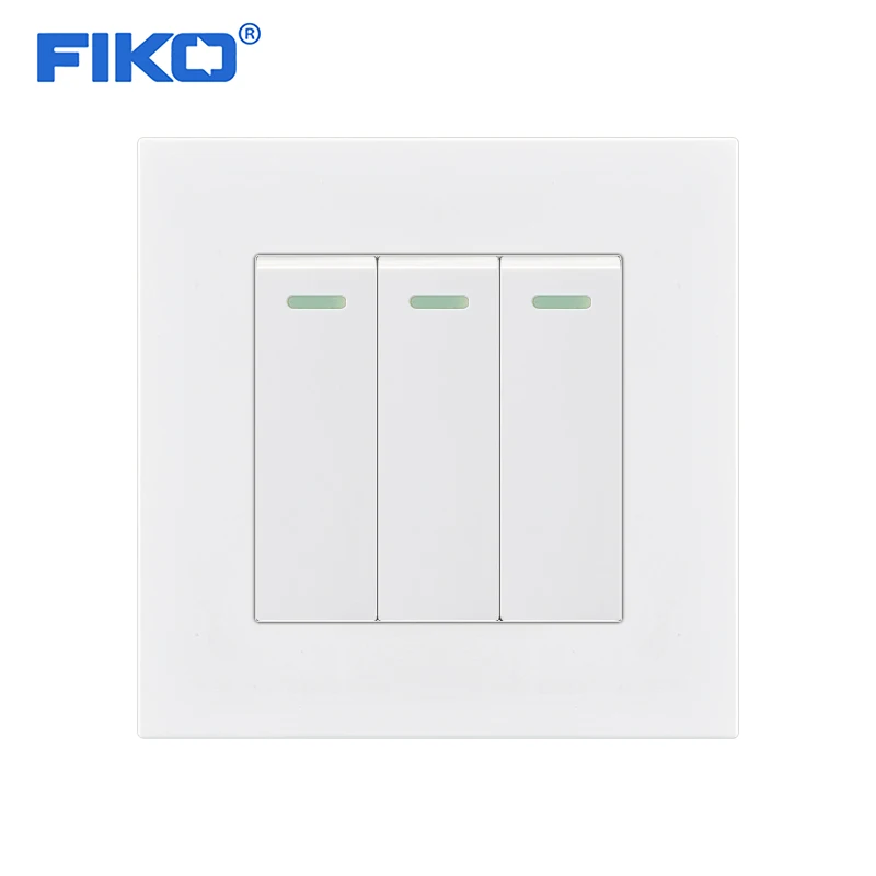 

FIKO Wall Switches 1 2 3 4 Gang Button LED Lamp Light Switch On / Off Wall Switch Push Button Interruptor PC Plastic Panel