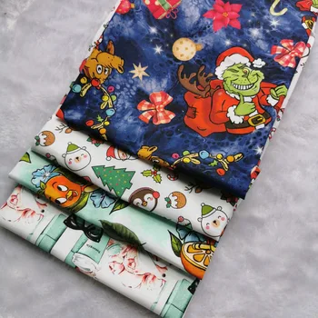 

Christmas pirnt patterns fabric tissus per meter DIY patchwork sewing mask clothes material handmade bags cushion cover cloth