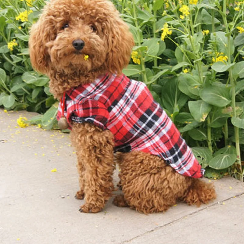 Модная клетчатая Одежда для собак летние для домашних животных собак рубашки для маленьких средних собак Одежда для Йоркских Чихуахуа Мопс одежда футболка