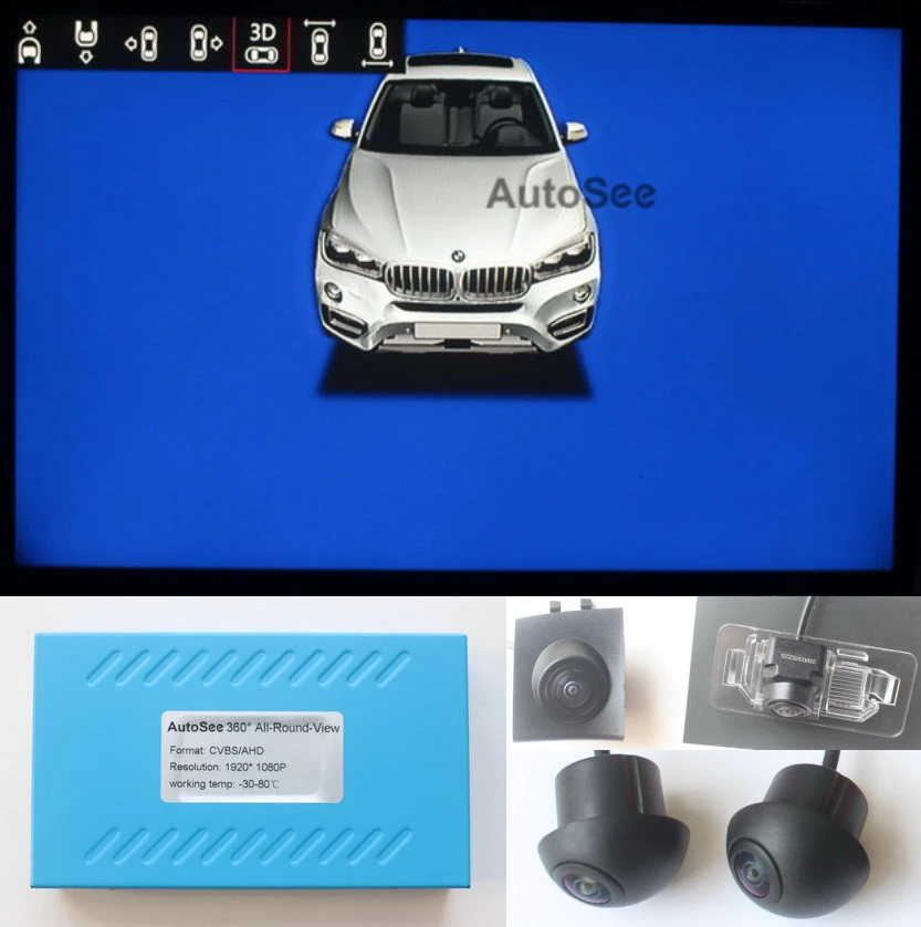 for BMW 1 3 4 series car 360 degree camera panoramic view surround dash cam birds eye AVM alive