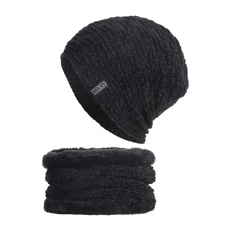 Зимняя шапка Skullies Beanies походные шапки Лыжная вязаная шапка для мужчин и женщин шерстяной шарф шапки Балаклава маска Gorras капот вязаная шапка - Цвет: Black