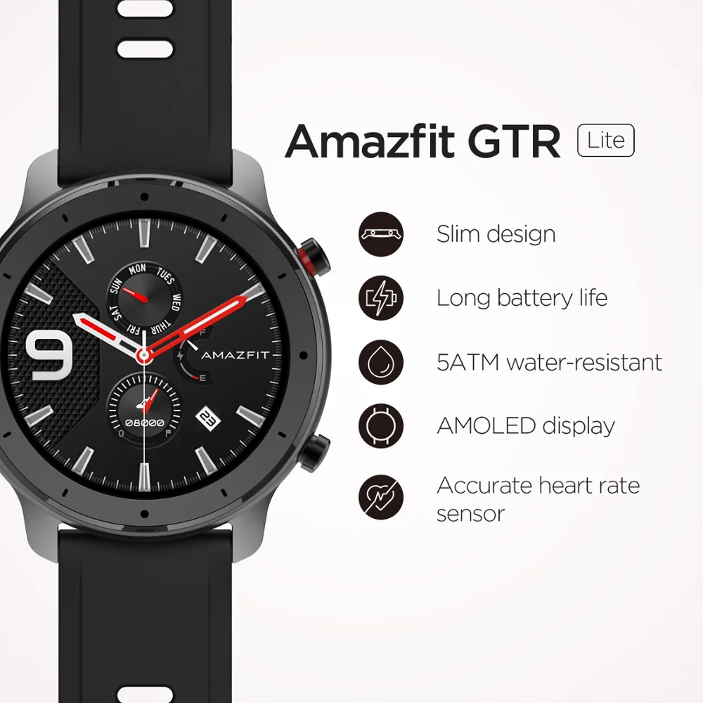 Amazfit GTR 47 мм Lite Смарт часы 5ATM водонепроницаемые Смарт часы 24 дня батарея управление музыкой силиконовый ремешок