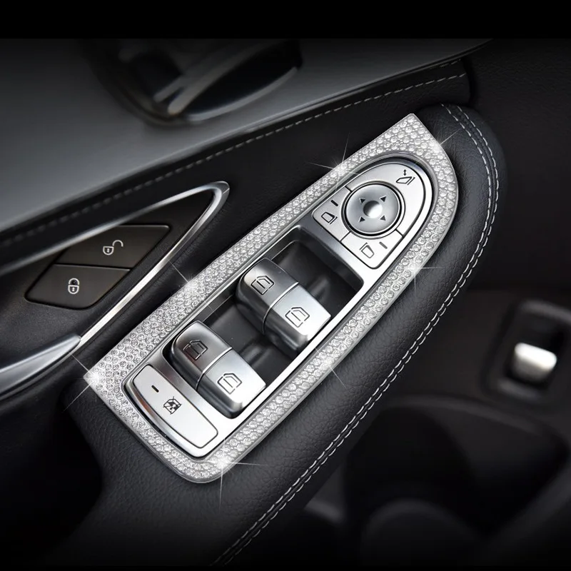 Кнопка в виде бриллианта украшение окна лифта Накладка аксессуары для Mercedes Benz c-класс C200 GLC26 стикер для стайлинга автомобилей