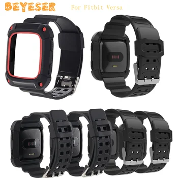 

Siamese strap For Fitbit Versa replacement band accessories wrist band include protective shell case cover Silicone watch strap