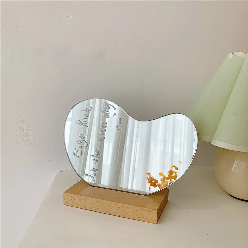 

Homemade Wooden Makeup Wall Mirror Simple And Irregular Desktop Nordic Style Home Decoration Cute Specchio Lustro Espelho