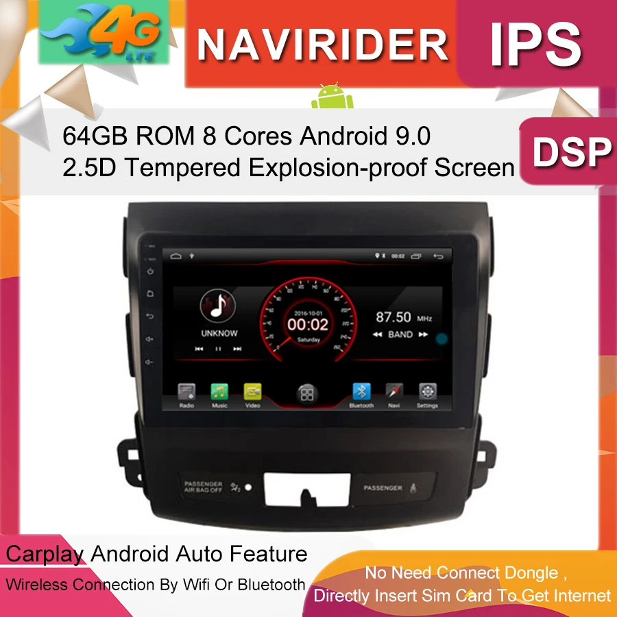 Автомобильный мультимедийный плеер 9 дюймов IPS экран GPS магнитола Bluetooth Android 0 для