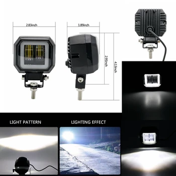 

20W Work Light Car 12V 24V LED Spotlight Work Light Bar 6500K Waterproof Shockproof Square Round Auto Truck Mini Spot Fog Lamp