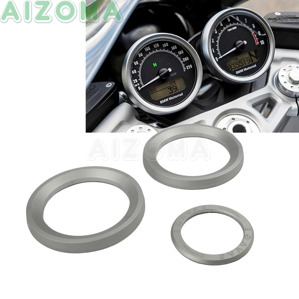 

For BMW R Nine T Silver Aluminum Speedometer Techo Meter Instrument Guard w/ Key Ring Trim Cover For BMW R1200R 2014-2017