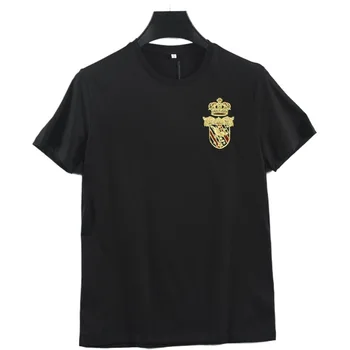 

2019 summer thin double mercerized T-shirt men's youth short sleeve tiger head printed mercerized cotton round neck