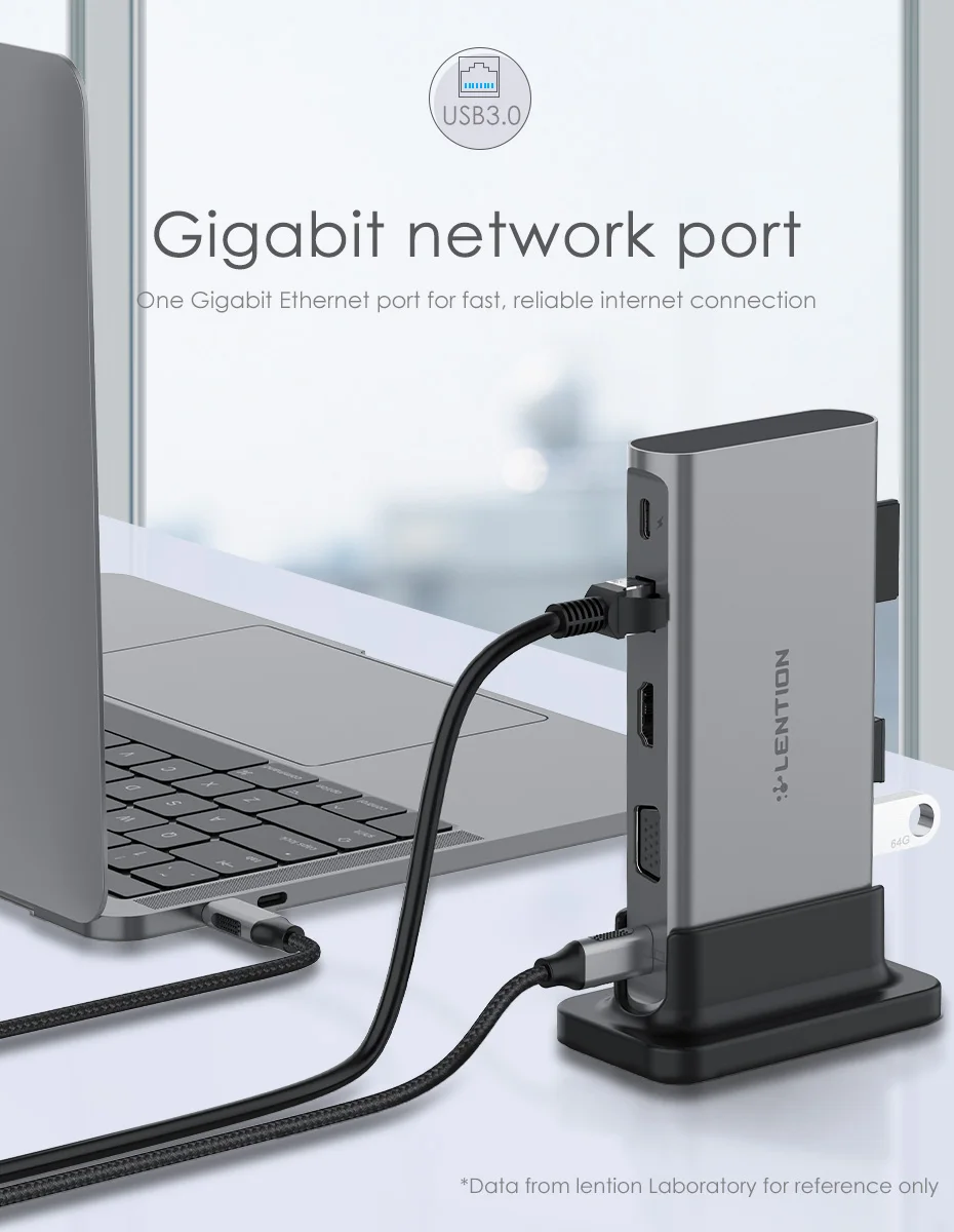 USB-C переносная док-станция с HDMI 1080P VGA, Gigabit Ethernet, кардридер, адаптер Aux, USB3.0, питания, разъем rj45