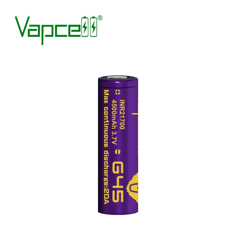 1 доллар купон Vapcell 21700 4500mAh 20A G45 литий-ионная фиолетовая аккумуляторная батарея большой емкости