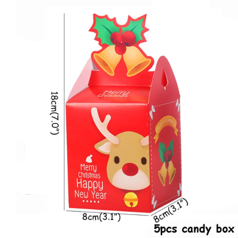 Рождественская коробка для конфет на день рождения украшения для печенья Подарочная коробка Рождественский Декор для дома упаковочные коробки Navida Natal Декор - Цвет: 5pcs candy boxes