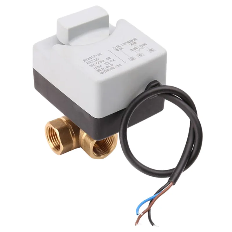 

AC220V 3 Way 3 Wires 2 Control Motorized Ball Valve Electric Actuator with Manual Switch