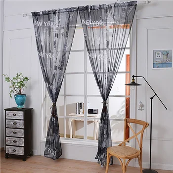 

Lychee New York Letter Printed Curtain Modern Linen Door Curtain Window Room Divider Curtain Valance Home Decoration