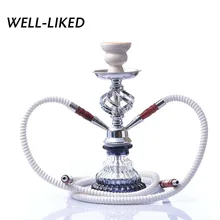 Маленький размер кальян портативная трубка для кальяна с двойными шлангами керамическая табак ароматизатор чаша для угля щипцы Chicha Narguile аксессуары
