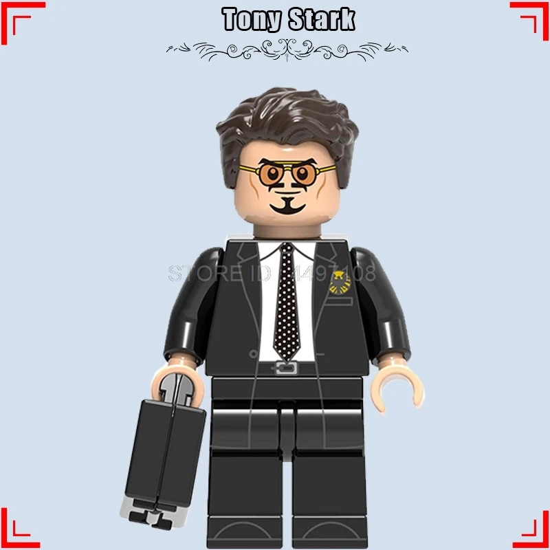 Tony Stark Капитан Америка Marvel Мстители повреждения Железный человек Kingpin Crossbone Quicksilver красный череп танос строительные блоки игрушки - Цвет: Tony Stark