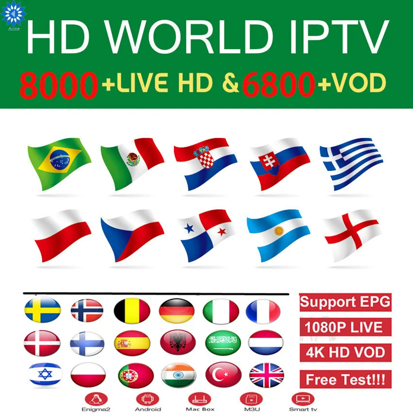 HD World IPTV + 9000 Live 7800 VOD 4 K hd-канал лучший для Европы арабский Азиатский Африка латино Америка глобальная IPTV подписка