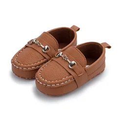 Petites chaussures en cuir pour bébés garçons, Style britannique, semelle souple, antidérapantes, pour premiers pas, mocassins pour nouveau né 