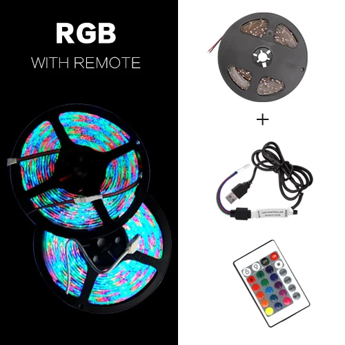 RGB remote 24KEY USB мини 3key Светодиодная лента DC 5 В гибкий светильник 60 Светодиодный s 50 см 1 м 2 м 3 м 4 м 5 м SMD 2835 Настольный Декор экран ТВ фоновый светильник ing - Испускаемый цвет: RGB remote 24KEY