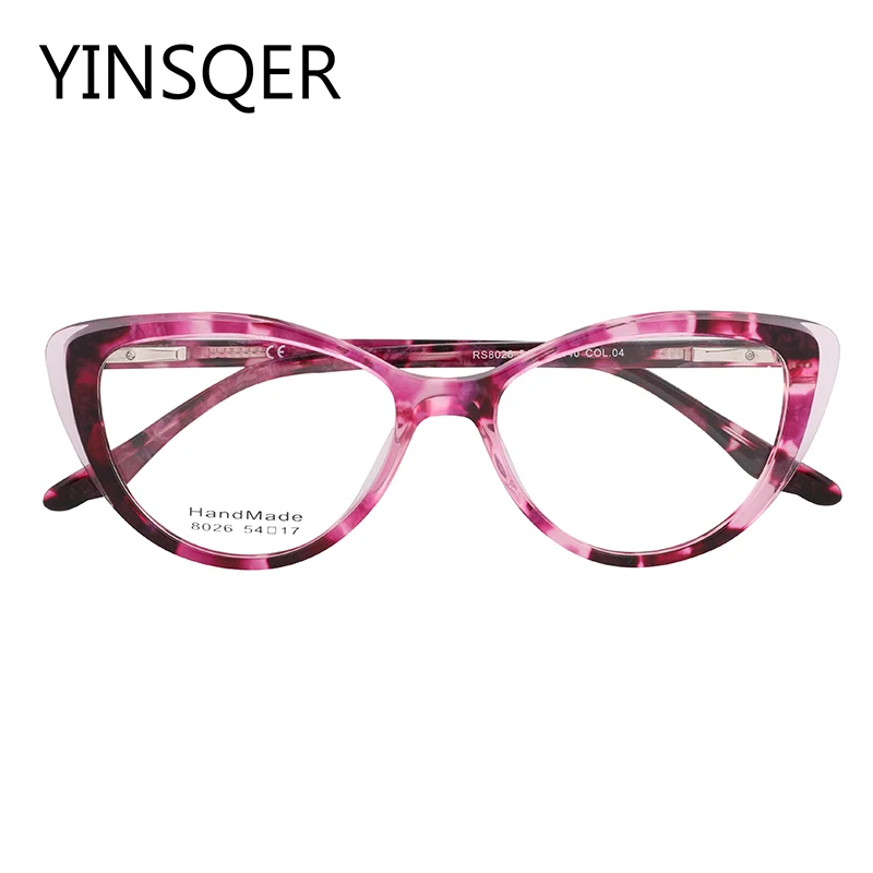 Acetate Round Female Eyeglass Frames Stylish Cat Eye Prescription Glasses Optical Filter Computer Lenses Framework Transparent | Аксессуары