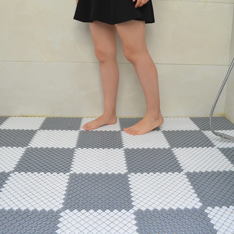 6 шт./компл. 25*25 шт. Противоскользящий коврик для ванной комнаты ПВХ Cuttable Shower пол ковер Сращивание Туалет резиновый гибкий Массажный коврик для ног - Цвет: 3pcs(White and Gray)